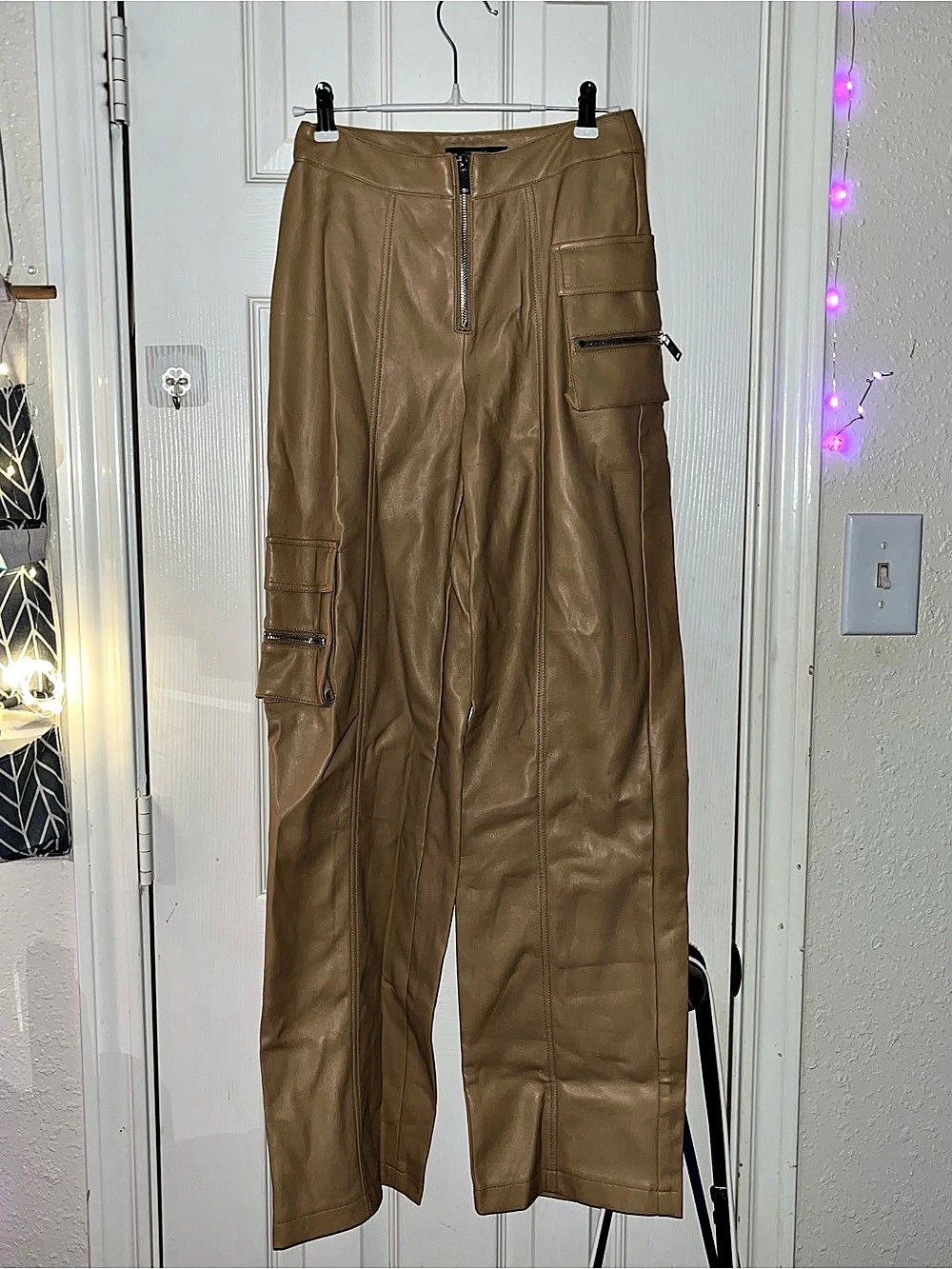 Forever 21 brown leather Cargo Straight Leg Pants